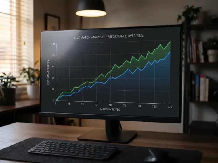 Pantalla de ordenador mostrando un gráfico de líneas con la métrica expected goals de un partido de fútbol